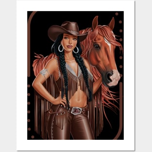 Black Cowgirl Derby Horse Graphic Posters and Art